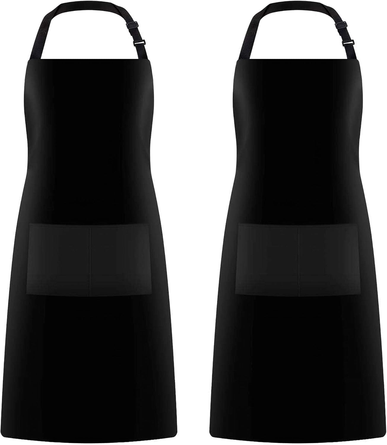 Puroma Adjustable Bib Apron Waterdrop Resistant with 2 Pockets, Unisex Cooking Kitchen Aprons for Chef Couple BBQ Painting (Black, 2): Home & Kitchen