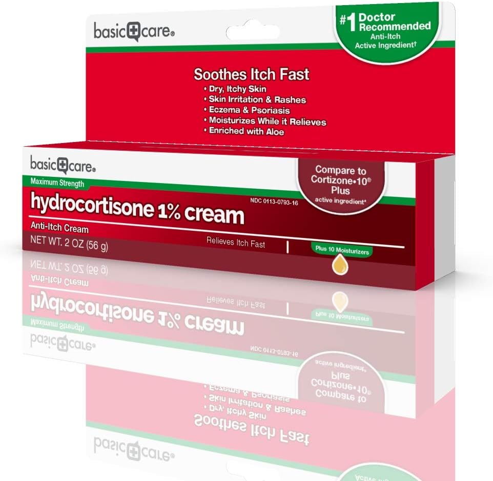  Basic Care Hydrocortisone 1% Anti-Itch Cream, White, 2 Ounce (Pack of 1): Health & Personal Care