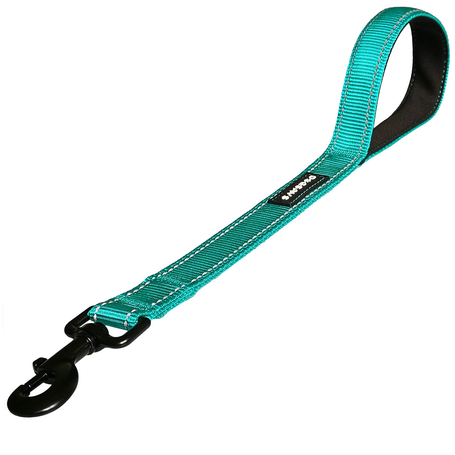 Short Dog Leash - Traffic Padded Handle - Heavy Duty - Short Nylon Dog Lead for Training Control - Reflective Threads Pet Leashes for Large Dogs and Medium Dogs (18 Inch, Peacock Green)