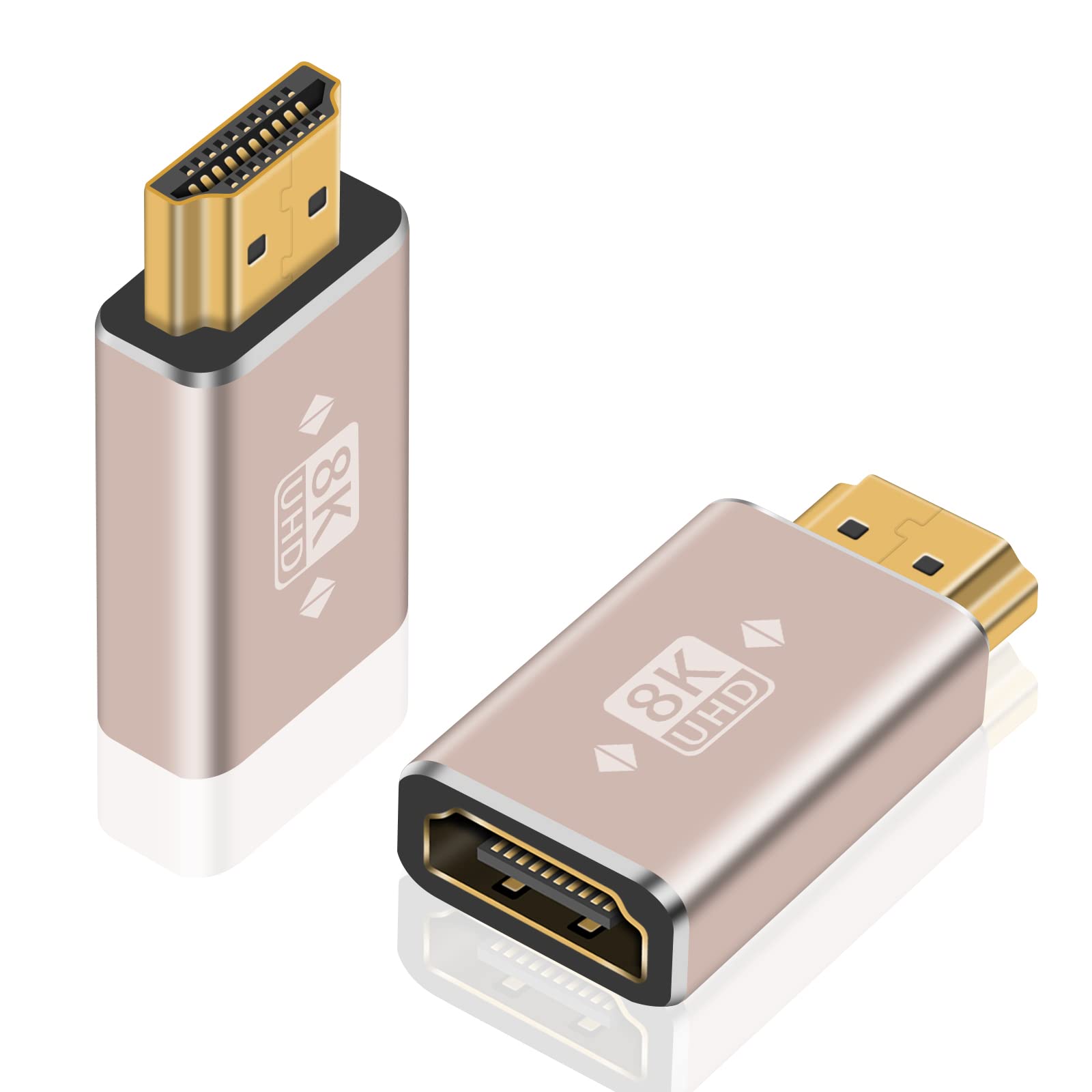 Duttek 8K HDMI Male to Female Adapter-2 Pack,HDMI 2.1 Adapter Extension,HDMI 2.1 Connector support 8K@60Hz,4K@120Hz HDR, Dolby, eARC, HDCP2.3 for Laptop, PC, Monitor, Roku TV — image 1