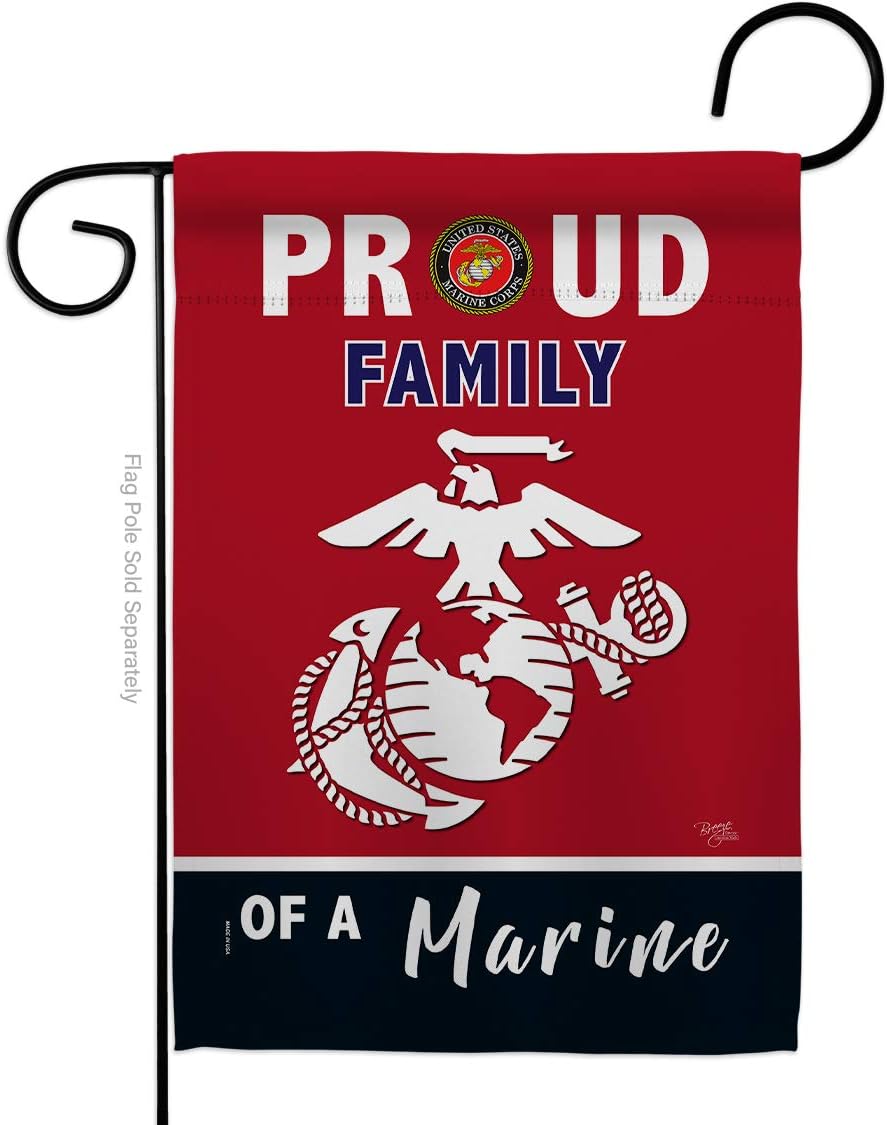 Breeze Decor Proud Family Garden Flag Armed Forces Marine Corps USMC Semper Fi United State American Military Veteran Retire Official House Banner Small Yard Gift Double-Sided, Made in USA