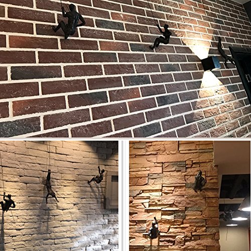 Olpchee 6Pcs Nordic Resin Climbing Man Wall Sculpture Creative Hand-Finished Wall Art Home Decor Sculptures Statues (Copper Black) - Thumbnail 4