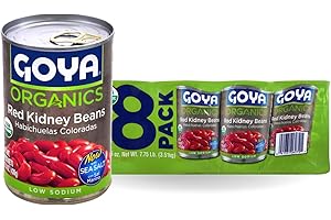 Goya Organic Red Kidney Beans, Low Sodium with Sea Salt, 15.5 Ounce (Pack of 8)