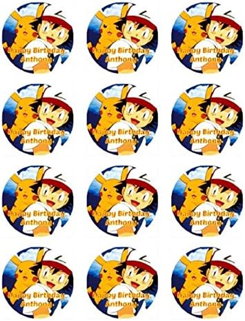 Pokemon Personalized Cupcake Edible Cake Toppers Set of 12