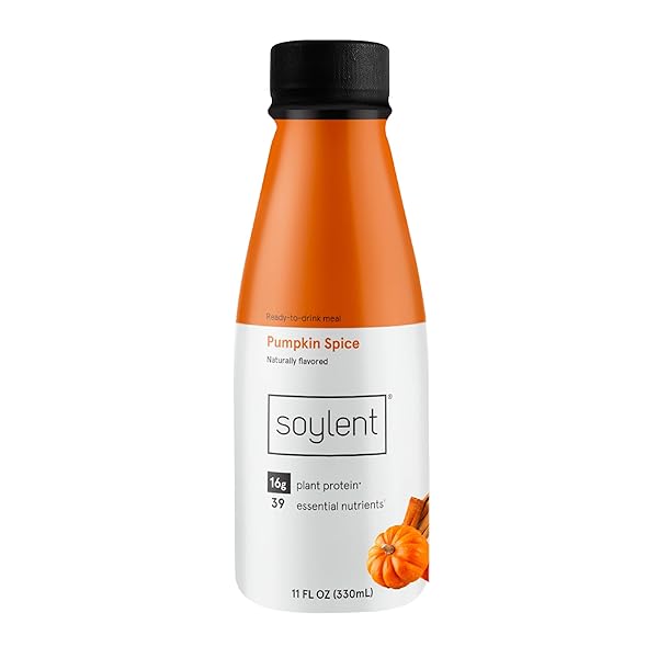 SOYLENT COMPLETE MEAL REPLACEMENT SHAKE, PUMPKIN SPICE, 16G COMPLETE PROTEIN, READY-TO-DRINK PLANT BASED PROTEIN DRINK, 1G SUGAR, 11OZ (4 PACK)