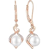 CARICY Pearl Earrings Dangle Drop Earrings 925 Sterling Silver Infinity Jewelry Gifts for Women Party Birthday