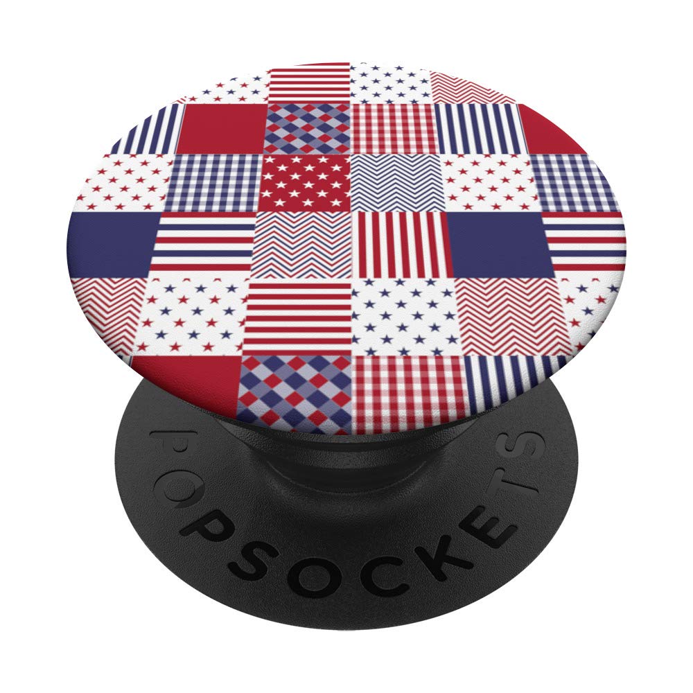 Small USA Americana Patchwork Red White & Blue Design PopSockets Swappable PopGrip