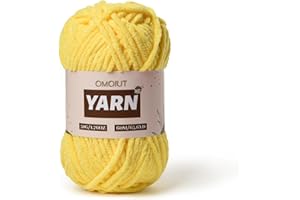 OMOIUT Plush Chenille Chunky Crochet Yarn - Baby Yarn for Crocheting Soft - Velvet Yarns Knitting for Blankets Crafts - Fluffy Amigurumi Yarns 50g / 65.6yd (Yellow)