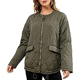 Amazhiyu Women's Quilted Puffer Zip-up Jacket with Drawstring Hem Oversized Coat