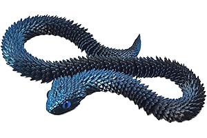 GemmiCho 3D Printed Snake, 3D Printed Fidget Toys Snake, 3D Printed Movable Animals, 3D Printed Toys, Home Office Decor Executive Desk Toy (Dark Blue)
