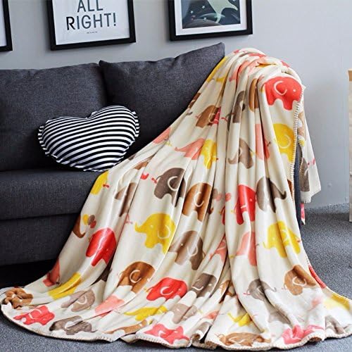 MisDress Luxury Coral Fleece Blanket Super Soft Warm Fuzzy Lightweight Bed or Couch Blanket with Elephant Pattern 59"x78"