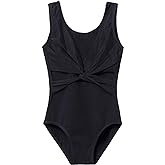 MdnMd Leotards for Girls Dance Ballet Gymnastics Sleeveless Tank with Mesh Cross Front