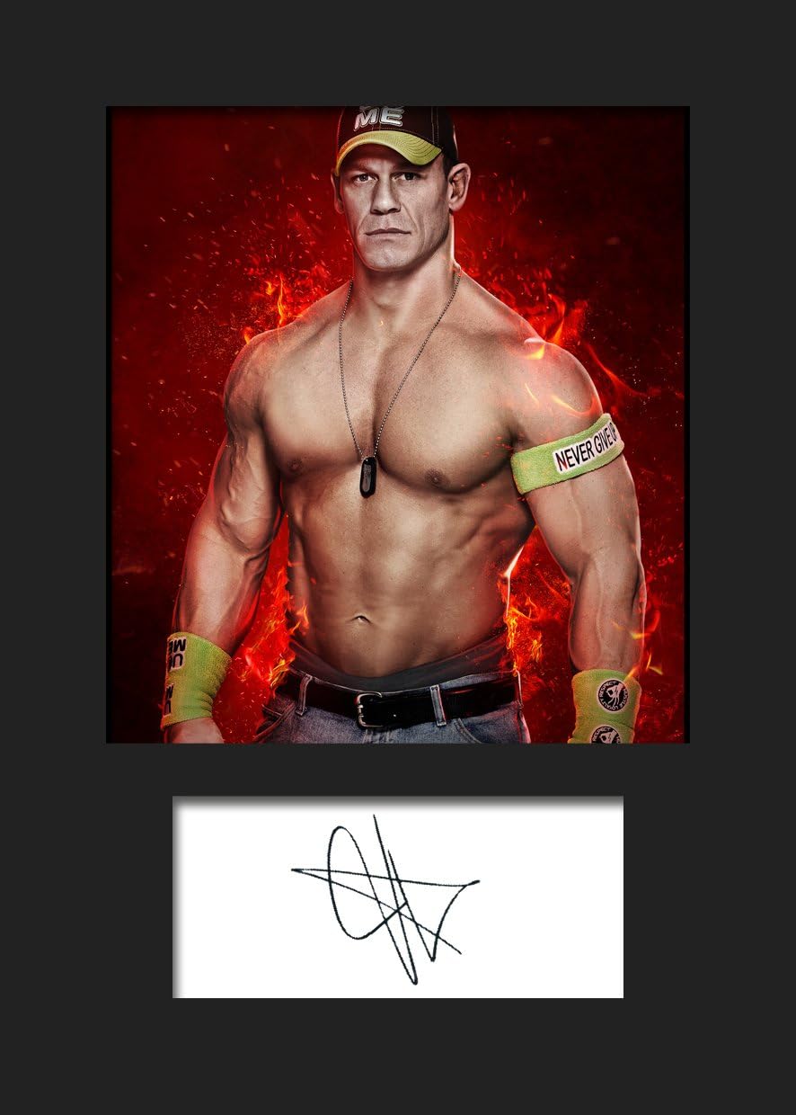JOHN CENA WWE | Signed Mounted Photo Reprint | A5 Size to Fit 6x8 Inch Frames | Machine Cut | Photo Display | Present Gift Collectible