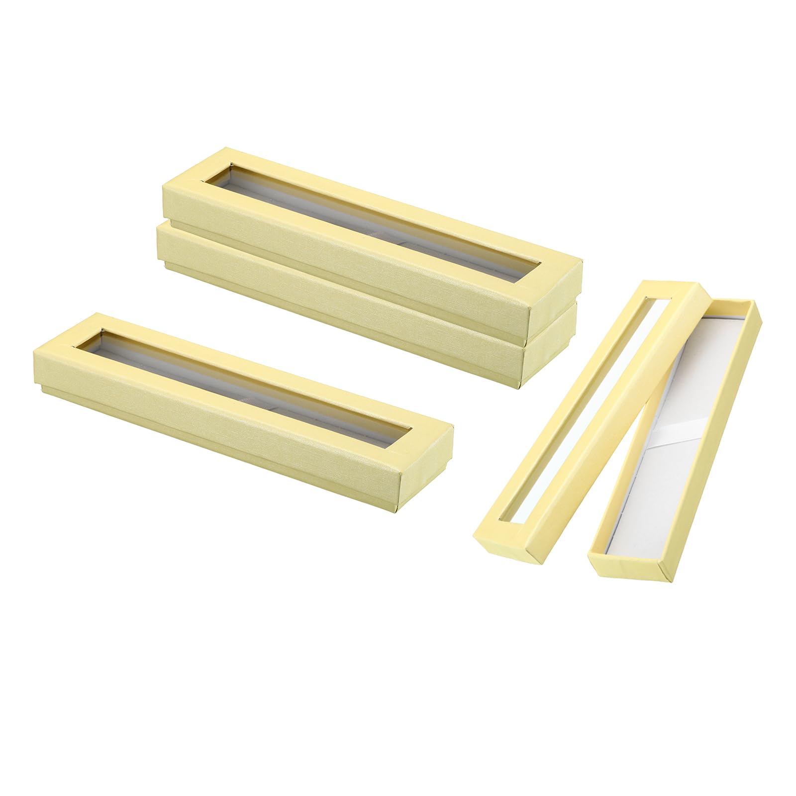 PATIKIL Pen Gift Box, 4 Pack Empty Pen Case Cardboard Case with Clear Window Pen Presentation Display Box for Pencil Ballpoint Jewelry Business Office, White