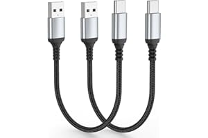 1FT Short USB C Cable 2Pack, 12 inch USB to USBC 3A Fast Charging Cord, Nylon Braided USB A to USB C Cable Short Compatible w