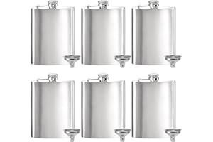Tebery 8 oz Stainless Steel Hip Flask & Funnel Set, Set of 6