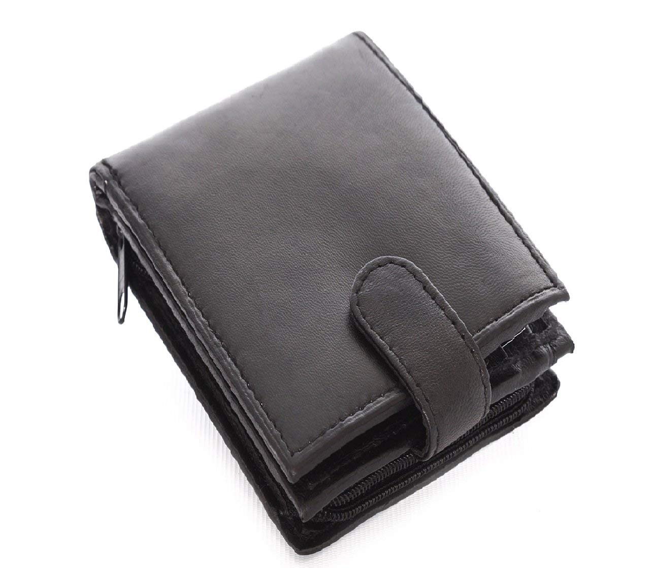 Mens RFID Blocking Soft Leather Wallet with Back Zipped Compartment 11cm x 9.5cm x 1.5cm, Black, Taille Unique, Purses