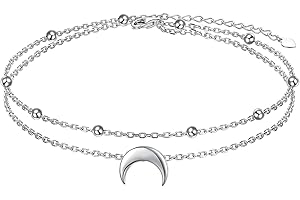 YINSHAN Star Moon Layered Anklet 925 Sterling Silver Sunflower Airplane Mermaid Tail Anklets for Women Girls Adjustable Beads Crescent Ankle Bracelet Boho Beach Foot Chain Charm Jewelry