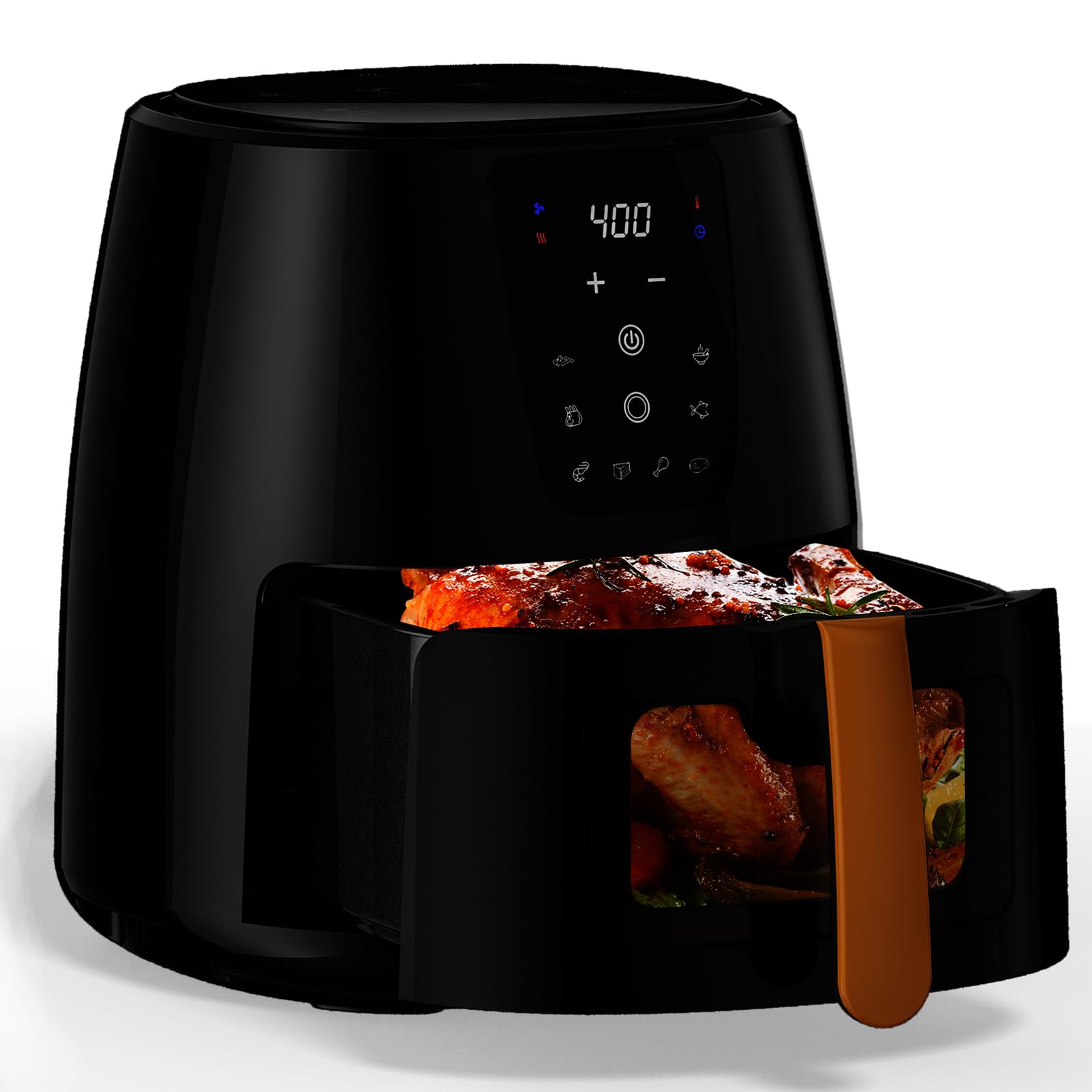 Photo 1 of AboveMoon 6.0 QT Large Digital Air Fryer with Window for Kitchen Use,Nonstick Made without PFAS, Touchscreen Display,400F,Customized Temp/Time,NonStick Basket,Black