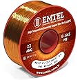 Emtel 22 AWG - 8 oz (245 feet) Magnet Wire - Enameled Copper Wire for Electrical Motor Transformer Magnetic Coil 220°C (428°F) Thermal Class - Double Insulated Winding Wire