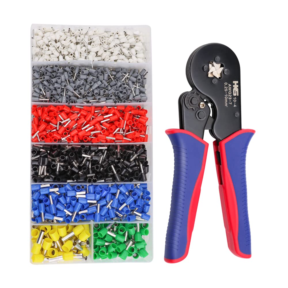 Photo 1 of HKS Ferrule Crimping Tool Kit - Square Ferrule Crimper Plier (AWG 23-7) with 1900pcs Wire End-Sleeves Terminals Kit