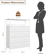 Nicehill 8-Drawer Chest Dresser Tall Storage Unit White 80x30x103.8 cm view 4