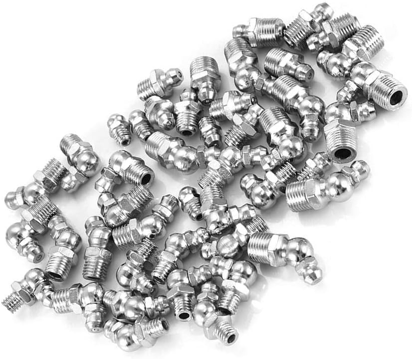 Grease Nipple Fitting Kit, 45 Pieces, M6/M8/M10 Iron Nickel Plated, Straight/90°/45° Zerk Fittings - Image 3