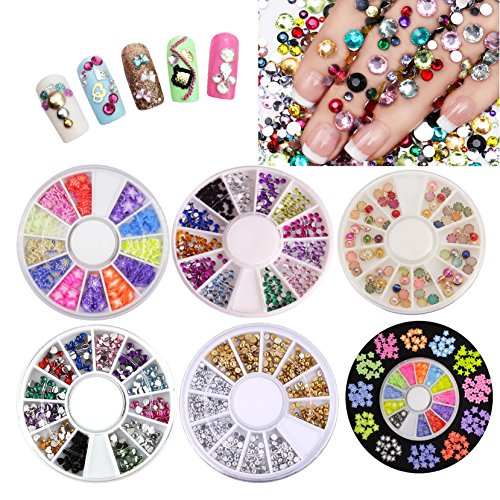 DIY Glitter Nail Rhinestones Decorations Dotting Tool Water Transfer Sticker Decal Nail Line Tape Striping Nails Sanding Buffing File Beauty Accessories Nail Art Set Kit (Style 2)