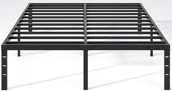 NEW JETO Metal Bed Frame,Queen Size Bed Frame with Storage Space,Heavy Duty Sturdy Mattress Foundation,Easy Assembly,No Box S