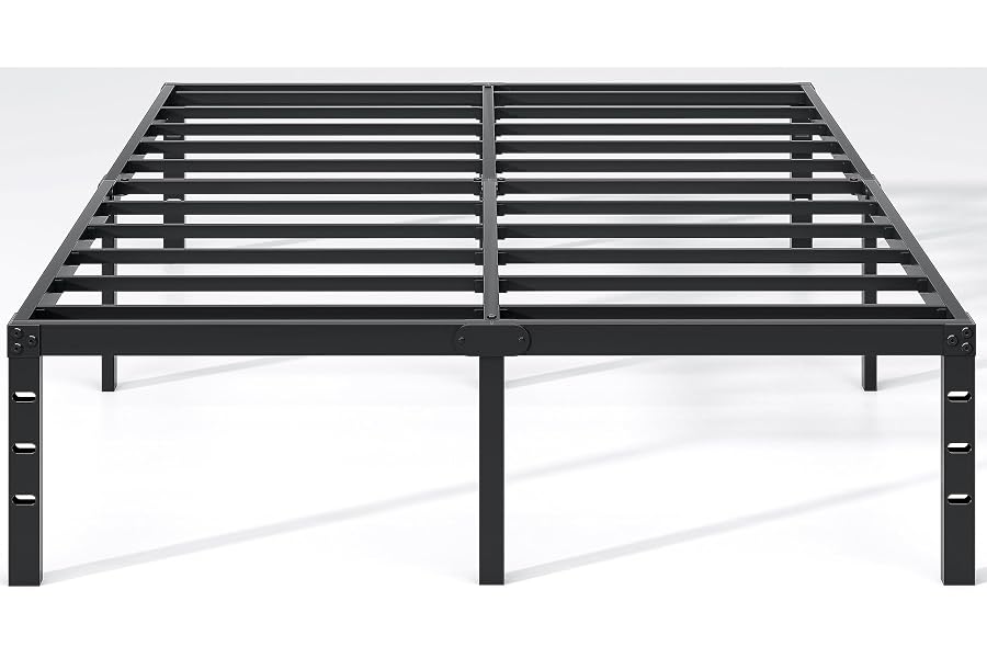 NEW JETO Metal Bed Frame,Queen Size Bed Frame with Storage Space,Heavy Duty Sturdy Mattress Foundation,Easy Assembly,No Box S