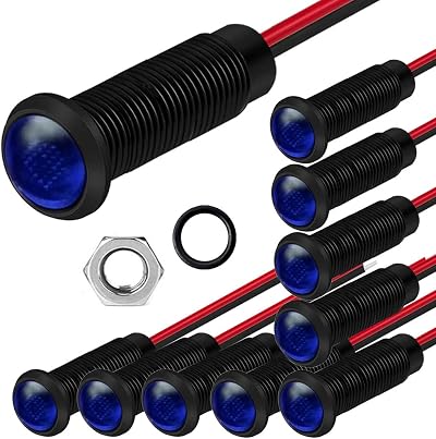 Gebeldet 10x Blue 6mm LED Indicator Pilot Lights AC/DC 12-24V Panel Mount Lamp