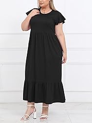 Moon Wood Women's 2025 Plus Size Casual Dress Crew