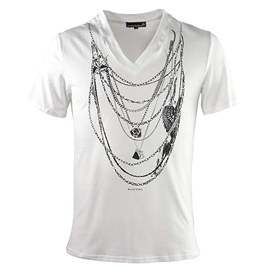 Amazon Tシャツ Vネック ネックレス だまし絵 チェーン 薔薇 花