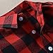 Happy GoGo Kid Girl Boy Long Sleeve Button Down Plaid Flannel Shirt (Red-Black, 2T)