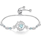 FANCIME Tree of life Birthstone Bracelet for Women Sterling Silver Tree Jewelry Birthstone Charm Bracelet Gemstone Anniversary Birthday Mothers Day Gifts for Wife Mom Her