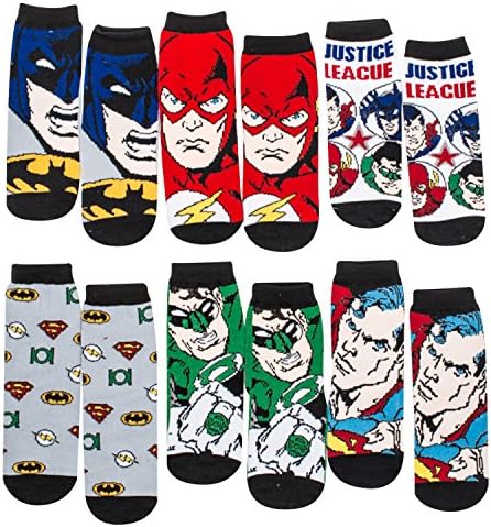 Justice League Anti-Slip Cozy Baby Booties for Boys, Cartoon Superheroes Newborn Friends, Socks for Toddlers, 6 Pack