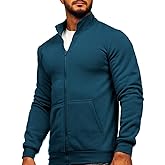 Shanfetl Men's Full Zip Up Active Track Jacket Zipper Mock Neck Sweatshirts Casual Long Sleeve Top with Pocket