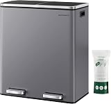 SONGMICS Dual Rubbish Bin 2-Compartment 30 L Slate Grey with Pedals