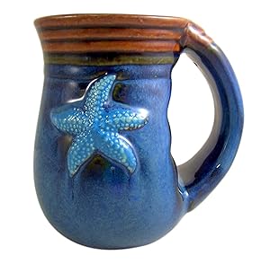 Cape Shore Handwarmer Coffee Cup with Beach Batik Starfish Design, 18 Ounce