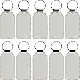 JEUIHAU 10 PCS Rectangle Leather Keychain Blanks, Sublimation Blanks Keychain, PU Leather Heat Transfer Sublimation Keychains for Pendant Ornament Making, Present Making, White