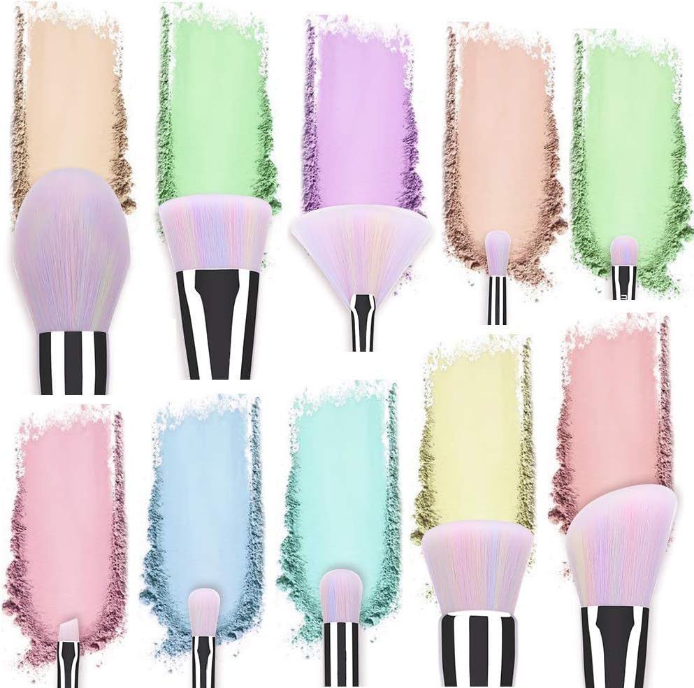 AMRIU Makeup Brushes 10 PCs Makeup Brush Set Premium Synthetic Foundation Brush Blending Face Powder Blush Concealers Eye Shadows Make Up Brushes Kit