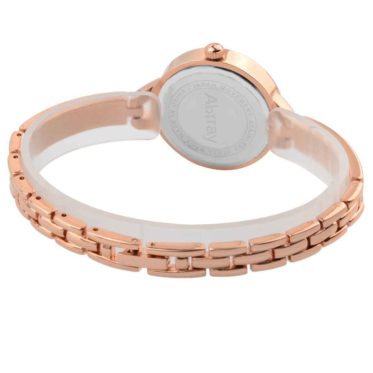Abrray Rose Gold Case Rose Gold Ceramic White Bracelet Watch for Women with Round Dial