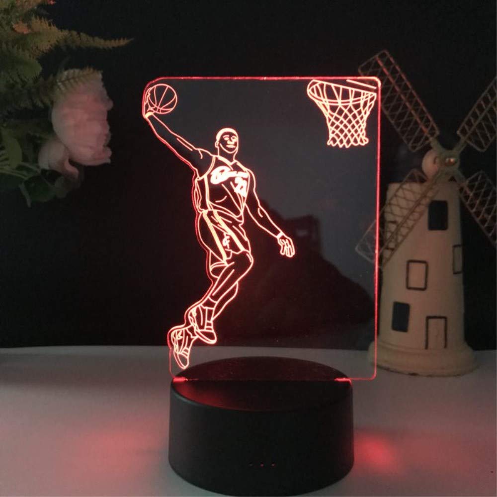 XIEHE 3D Illusion LED Night Light,7 Colors Gradual Changing Touch Switch USB Table Lamp for Holiday Gifts or Home Decorations (7 Colour, Basketball Light)