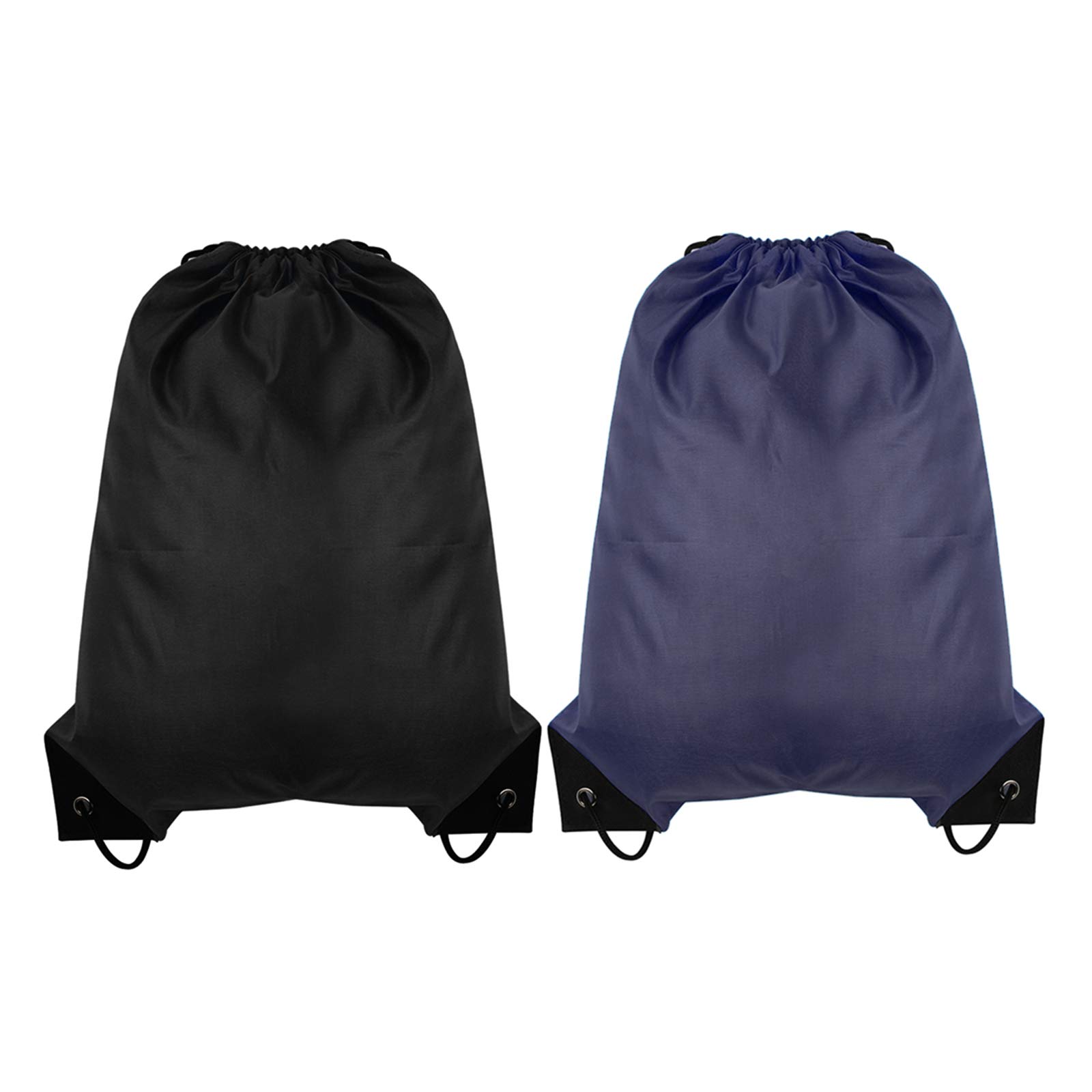 Fishing Fun Drawstring Bags Gym Drawstring Backpack Bags - Leather Enforced Corners Cinch Bags for Sports, Travel（2 Pcs, Black and Navy）