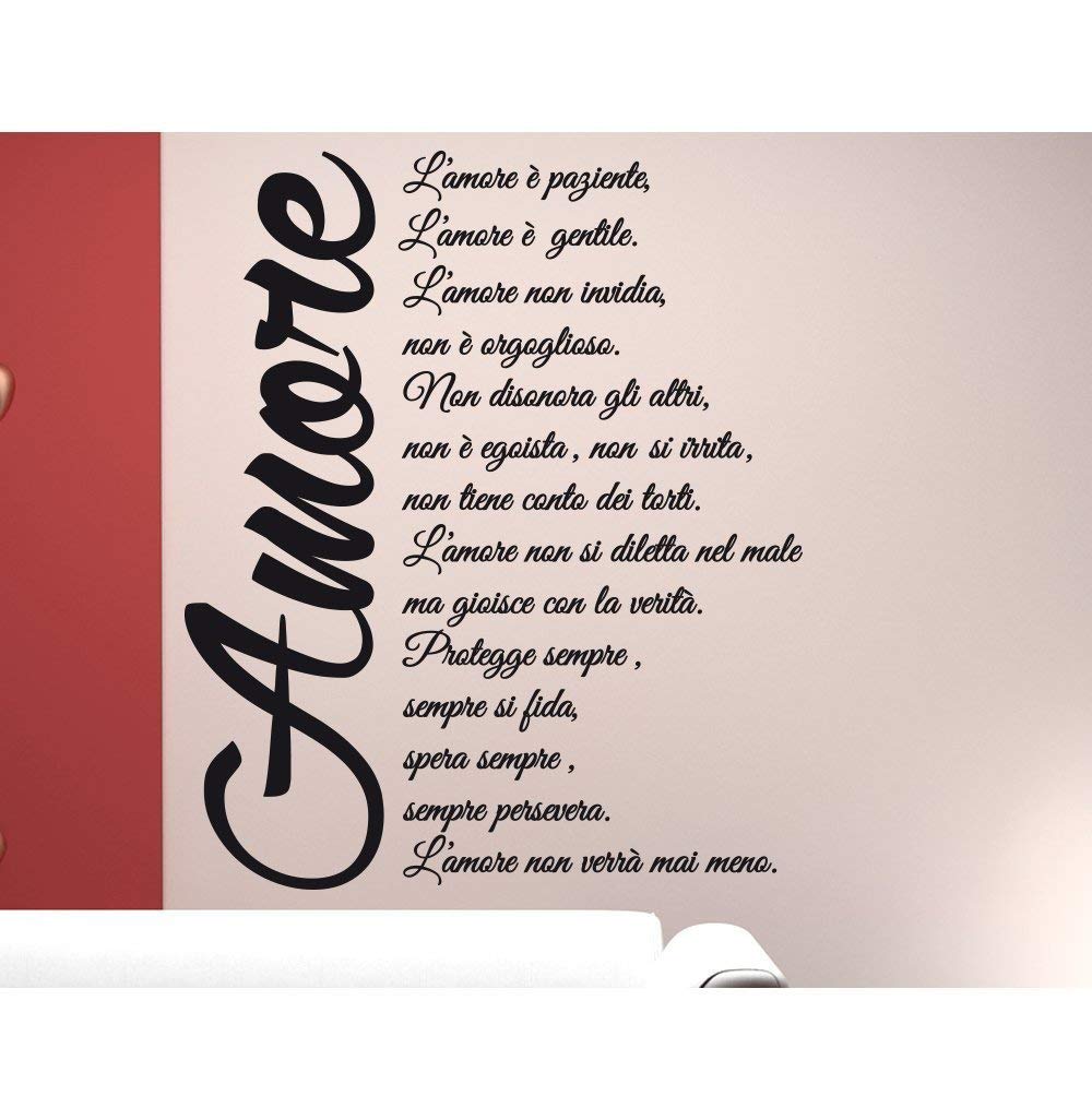 Wall Stickers Adesivo Murale Frase Bibbia Lettera Ai Corinzi Amore E Paziente Amore Non Verra Mai Meno Sacra Bibbia Adesivi Murali Decorazione Interni Frasi Citazioni Decorazioni Murali Citazione Amazon It Handmade