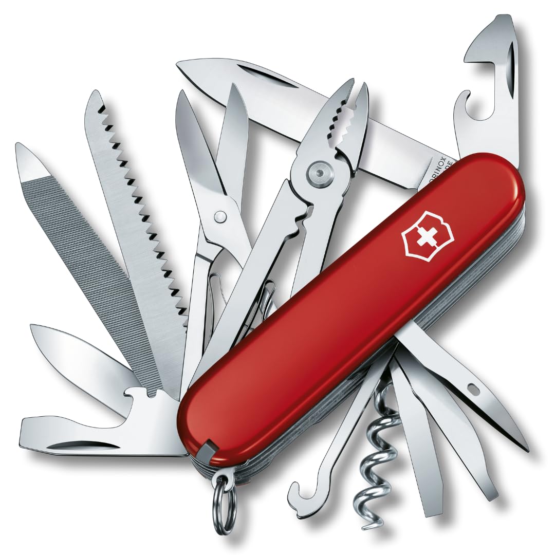 Victorinox Handyman Swiss Army Knife, Medium, Multi Tool, Camping Knife, 24 Functions, Large Blade, Metal Saw, Red