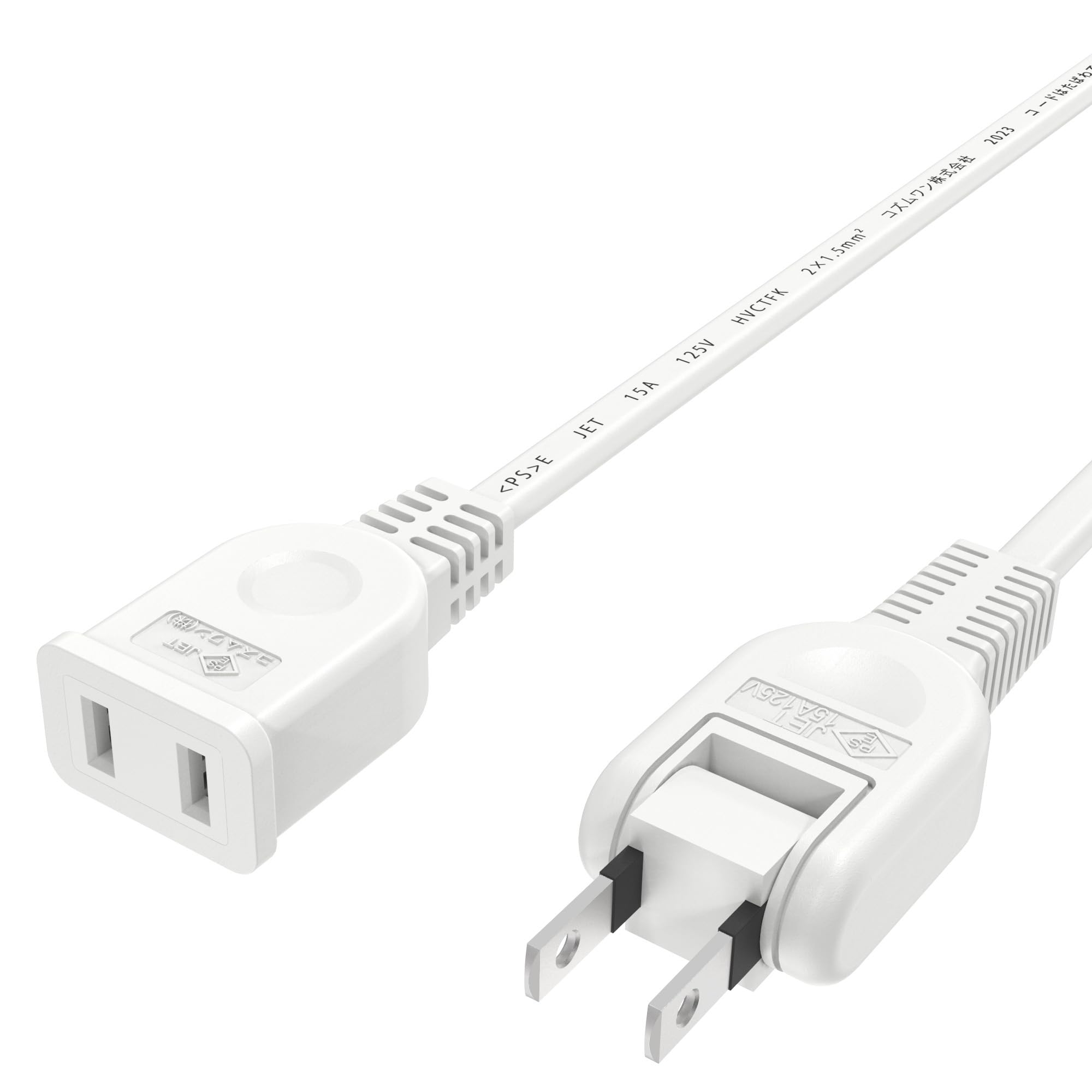 延長コード 30cm 電源延長コード 1口 トラッキング 火災予防 スイングプラグ 薄型 すっきり配線 ホワイト 白 15A 1500W 難燃性 耐寒 耐熱 ソフト 電源タップ 電源コード 延長ケーブル 電源ケーブル ACアダプター コンセント 電源増設 二重被覆 省スペース 家庭用 オフィス用 RoHS指令対応 ちょっとコード (1口, 白(ホワイト), 0.3m) の商品画像