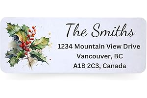 Set of 150 Self Adhesive Personalized Christmas Return Address Labels, Recycled Paper Labels 2.625” by 1”, Custom Labels for 