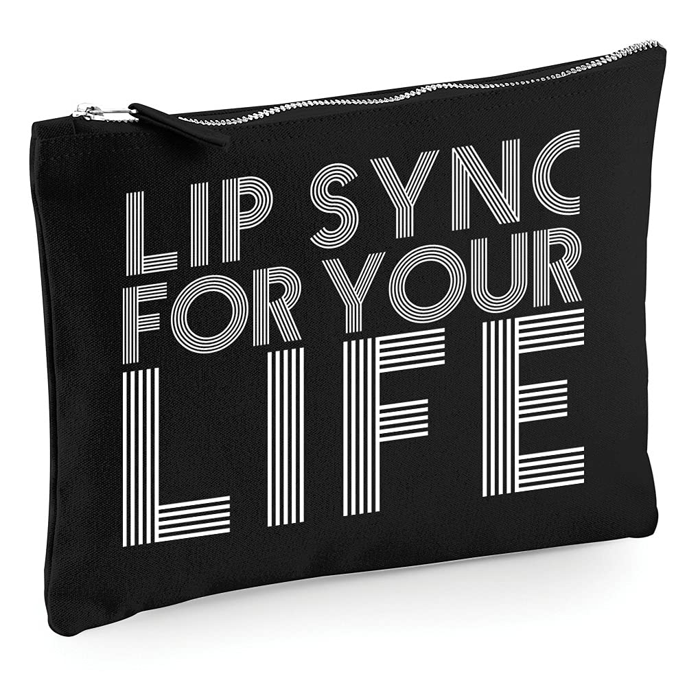 Lip Sync for Your Life - Zip Bag Costmetic Make up Bag Pencil Case Accessory Pouch - Drag Queen Race M Black