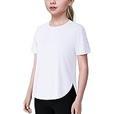 JOCMIC Girls Athletic Shirts Short Sleeve Quick Dry T-Shirt UPF 50+ Basic Tee Tops for Kids Teens Sports Activewear